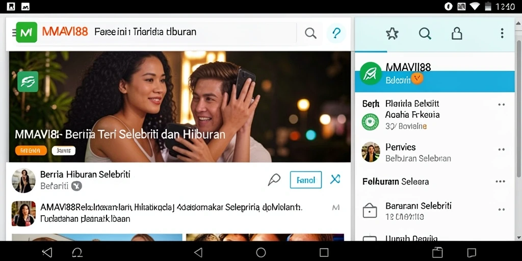 Antarmuka aplikasi AMAVI88 yang menarik dengan berita selebriti.
