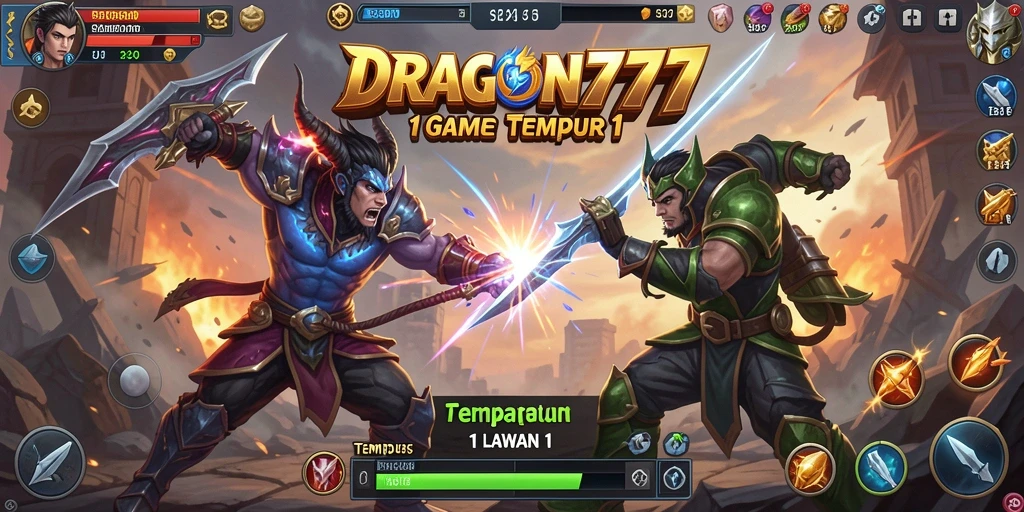 Tampilan antarmuka seru dalam game Tempur 1 Lawan 1.