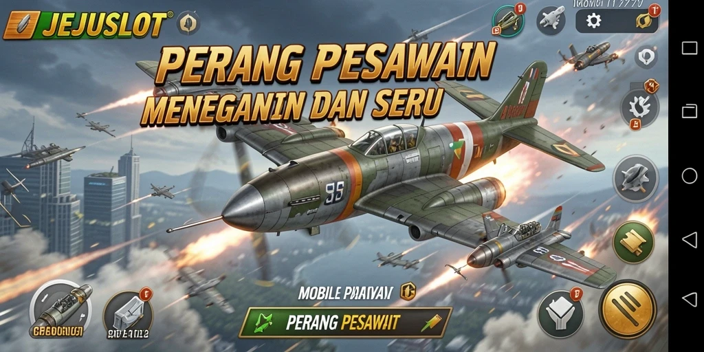Tampilan antarmuka permainan Perang Pesawat yang menarik dan interaktif.
