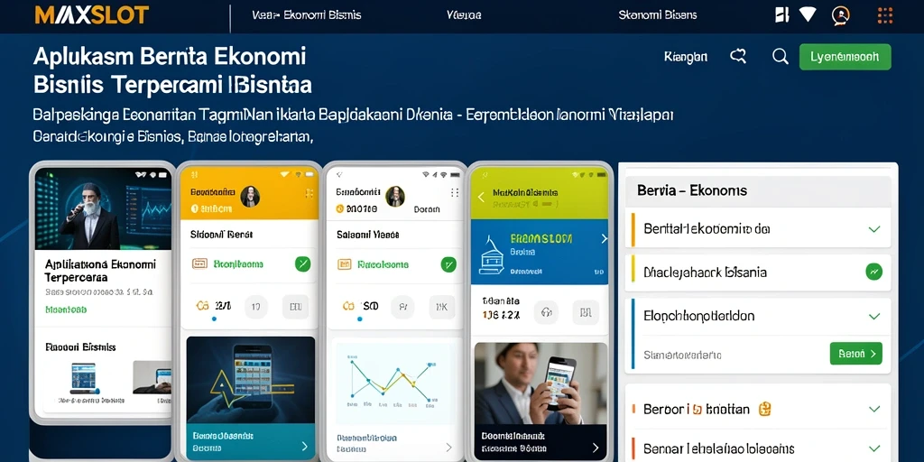 Antarmuka aplikasi MAXSLOT menampilkan berita ekonomi terkini dan analisis pasar.