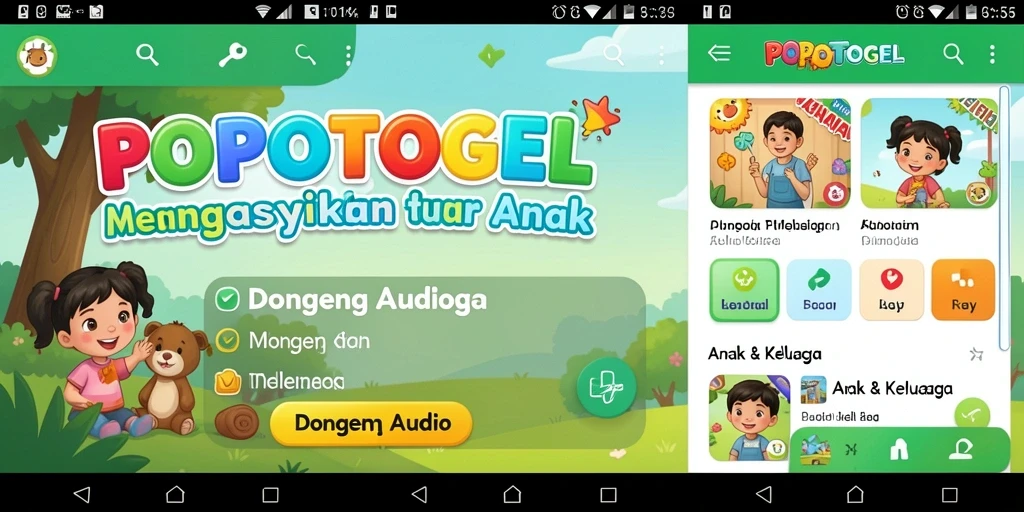 Antarmuka POPOTOGEL dengan pilihan dongeng audio yang menarik.